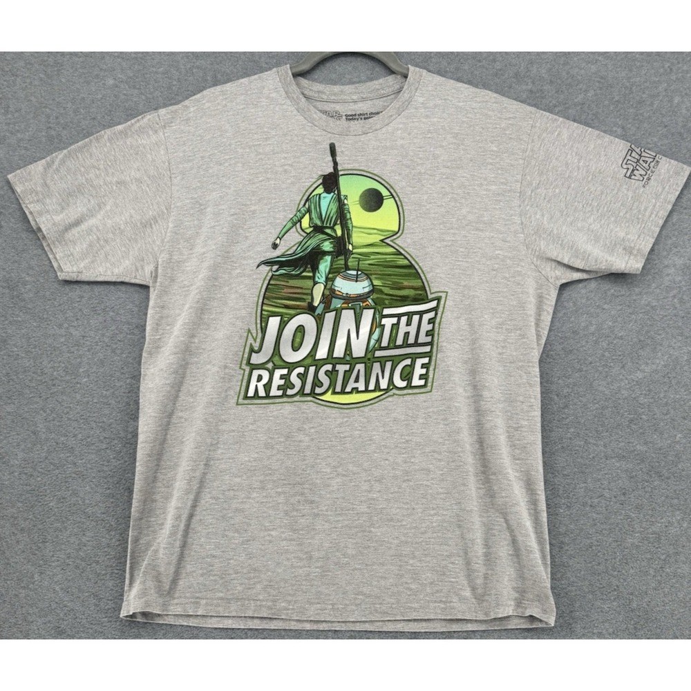 Star Wars Join the Resistance Graphic T-Shirt‎ Gray Short Sleeve Mens Large